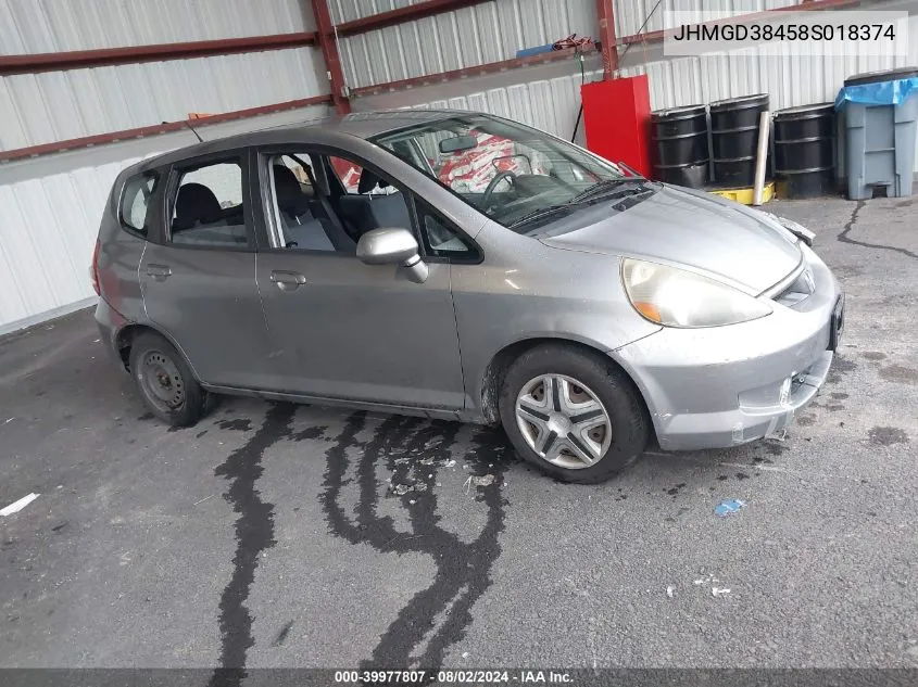 2008 Honda Fit VIN: JHMGD38458S018374 Lot: 39977807