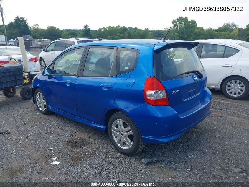 JHMGD38638S057322 2008 Honda Fit Sport