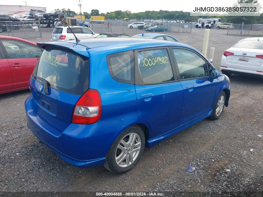 JHMGD38638S057322 2008 Honda Fit Sport