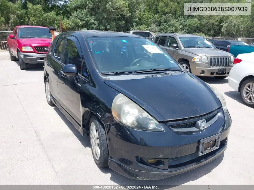 JHMGD38638S007939 2008 Honda Fit Sport