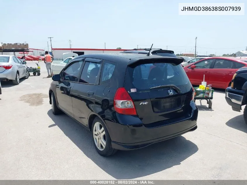 2008 Honda Fit Sport VIN: JHMGD38638S007939 Lot: 40028152