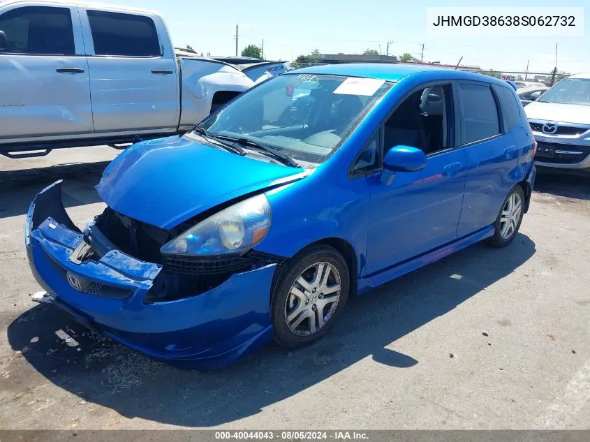 2008 Honda Fit Sport VIN: JHMGD38638S062732 Lot: 40044043