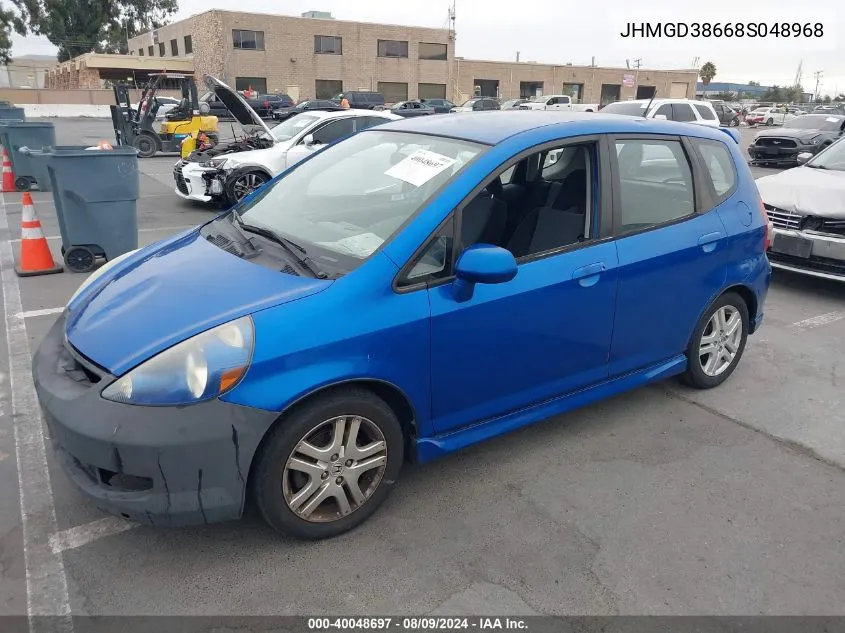 2008 Honda Fit Sport VIN: JHMGD38668S048968 Lot: 40048697