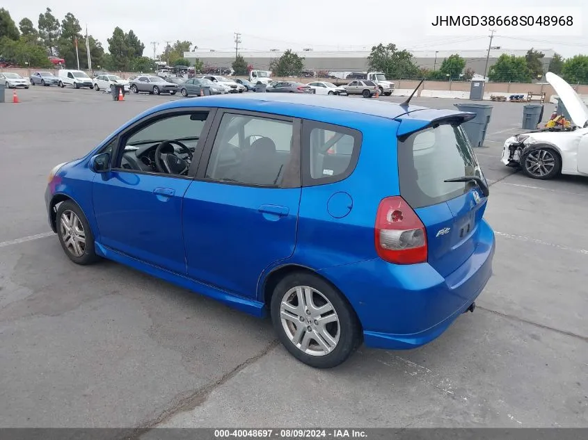 2008 Honda Fit Sport VIN: JHMGD38668S048968 Lot: 40048697