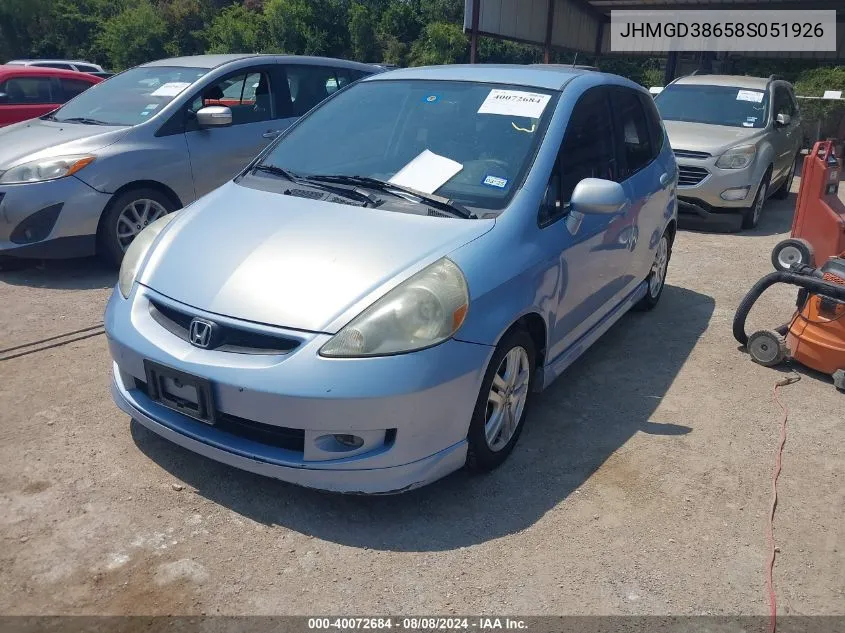 JHMGD38658S051926 2008 Honda Fit Sport