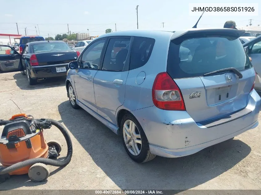 JHMGD38658S051926 2008 Honda Fit Sport