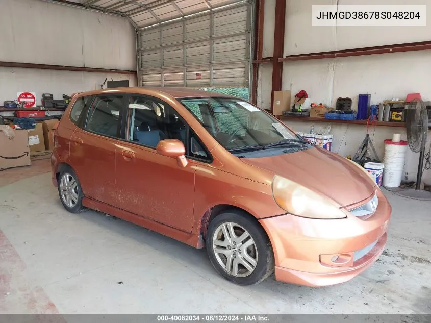 2008 Honda Fit Sport VIN: JHMGD38678S048204 Lot: 40082034