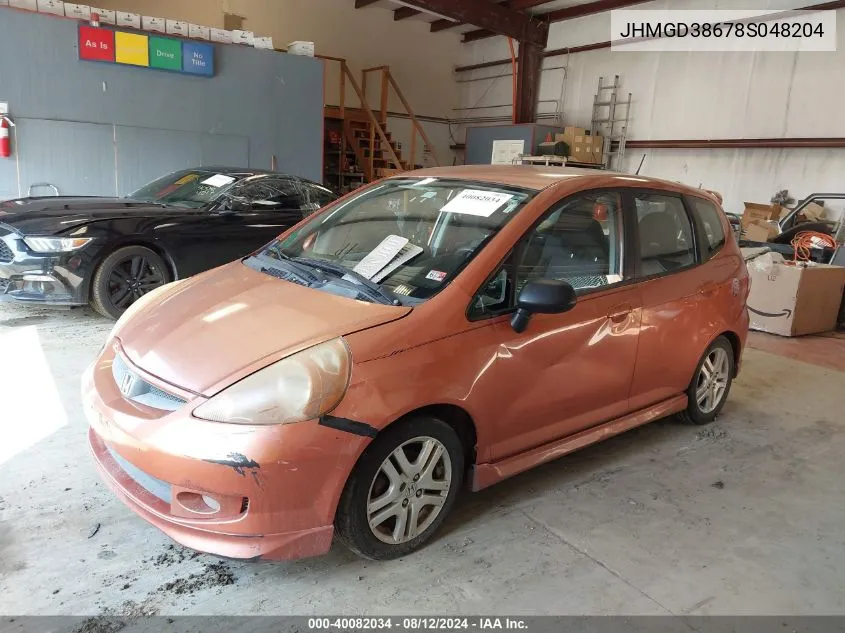 2008 Honda Fit Sport VIN: JHMGD38678S048204 Lot: 40082034