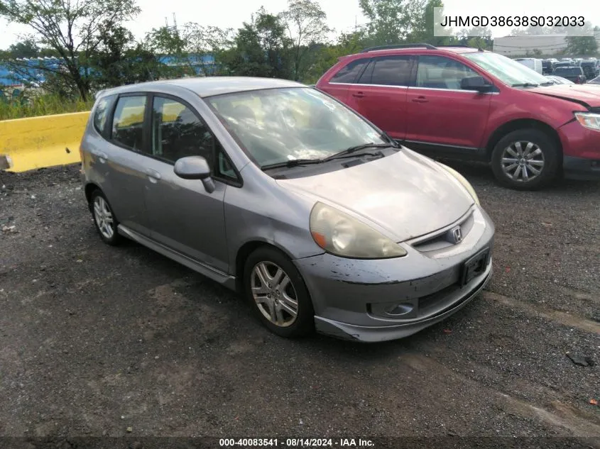 2008 Honda Fit Sport VIN: JHMGD38638S032033 Lot: 40083541