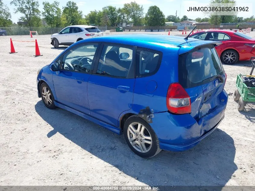 2008 Honda Fit Sport VIN: JHMGD38638S041962 Lot: 40084755