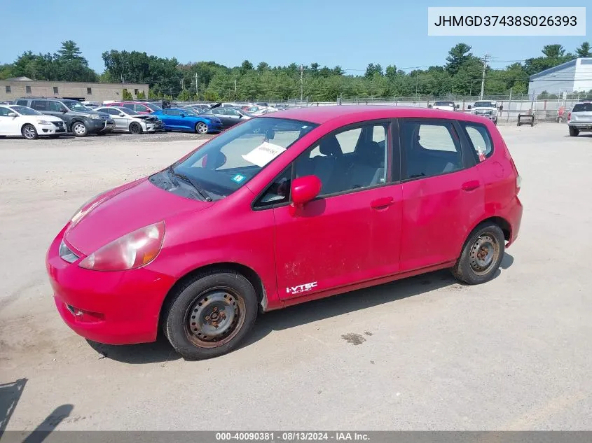 2008 Honda Fit VIN: JHMGD37438S026393 Lot: 40090381