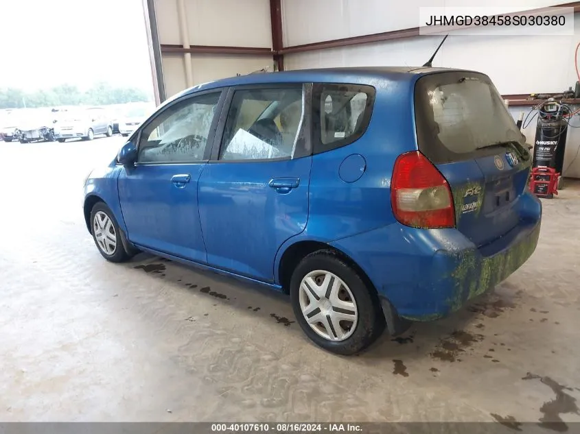 2008 Honda Fit VIN: JHMGD38458S030380 Lot: 40107610