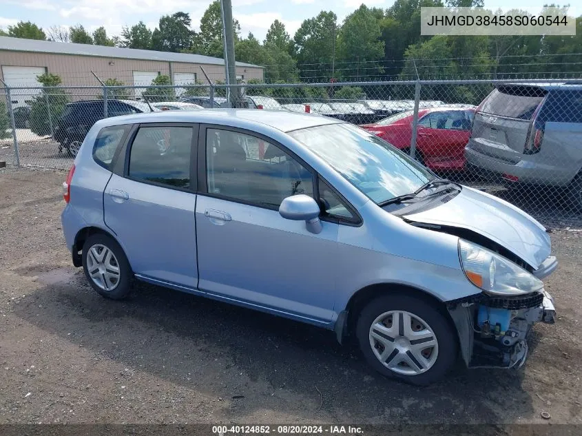 2008 Honda Fit VIN: JHMGD38458S060544 Lot: 40124852