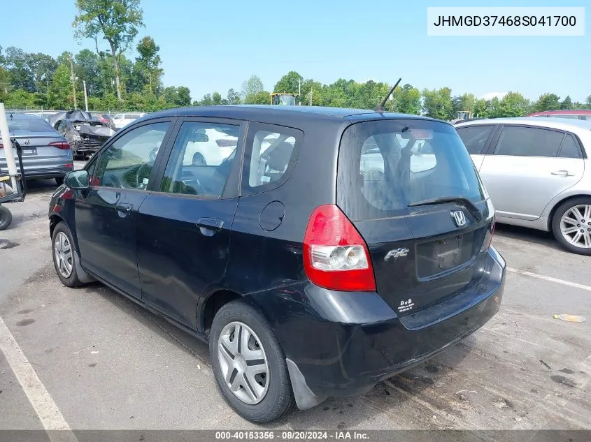 2008 Honda Fit VIN: JHMGD37468S041700 Lot: 40153356