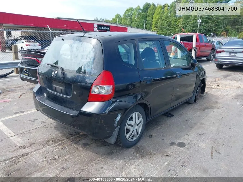 2008 Honda Fit VIN: JHMGD37468S041700 Lot: 40153356