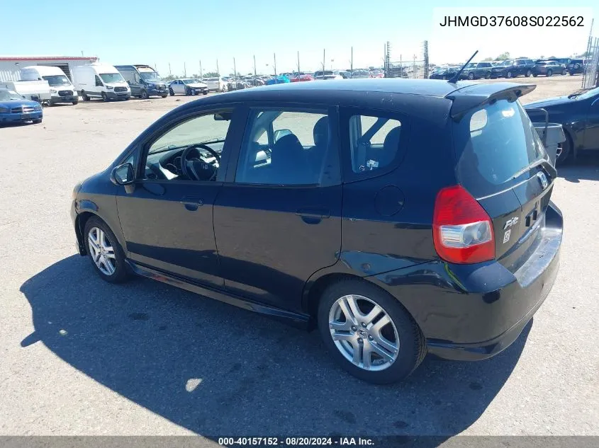 JHMGD37608S022562 2008 Honda Fit Sport