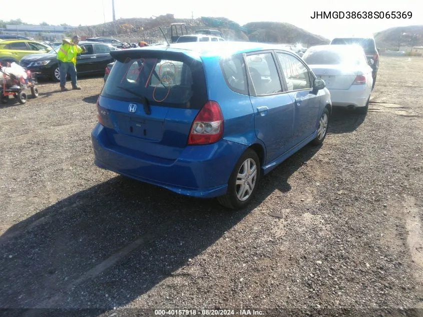 2008 Honda Fit Sport VIN: JHMGD38638S065369 Lot: 40157918