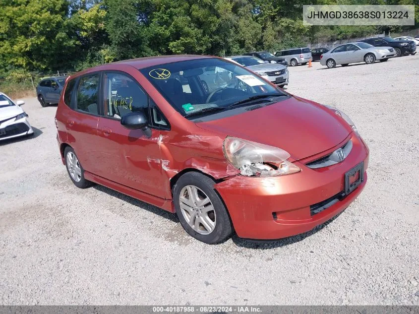 2008 Honda Fit Sport VIN: JHMGD38638S013224 Lot: 40187958