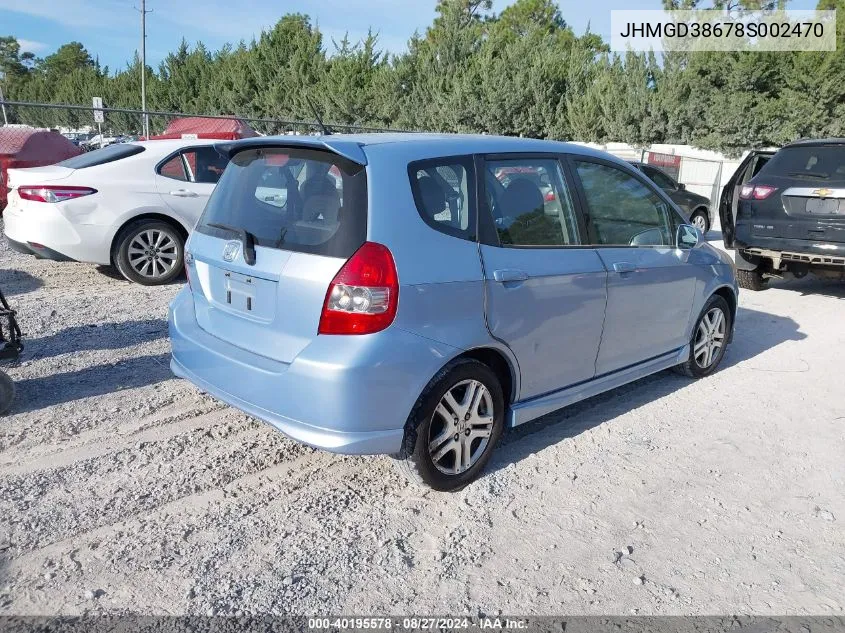 JHMGD38678S002470 2008 Honda Fit Sport