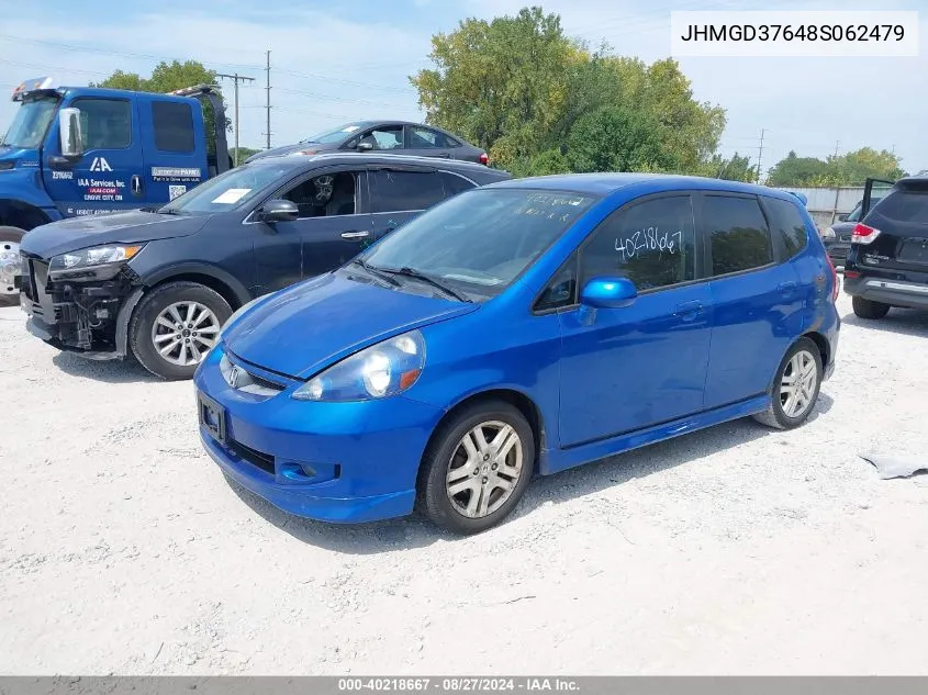 2008 Honda Fit Sport VIN: JHMGD37648S062479 Lot: 40218667