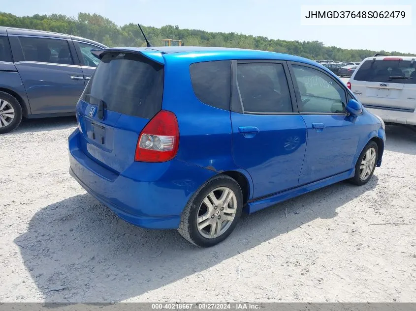 2008 Honda Fit Sport VIN: JHMGD37648S062479 Lot: 40218667