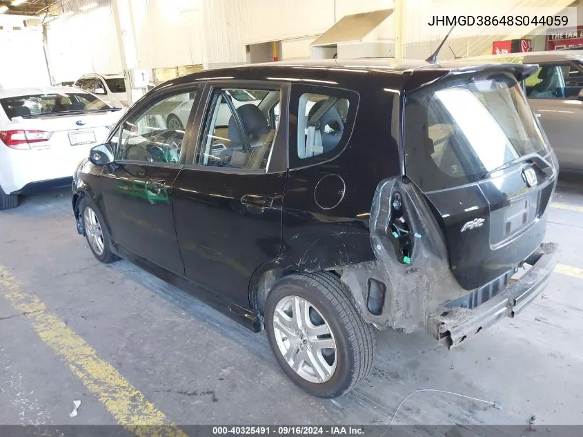 2008 Honda Fit Sport VIN: JHMGD38648S044059 Lot: 40325491