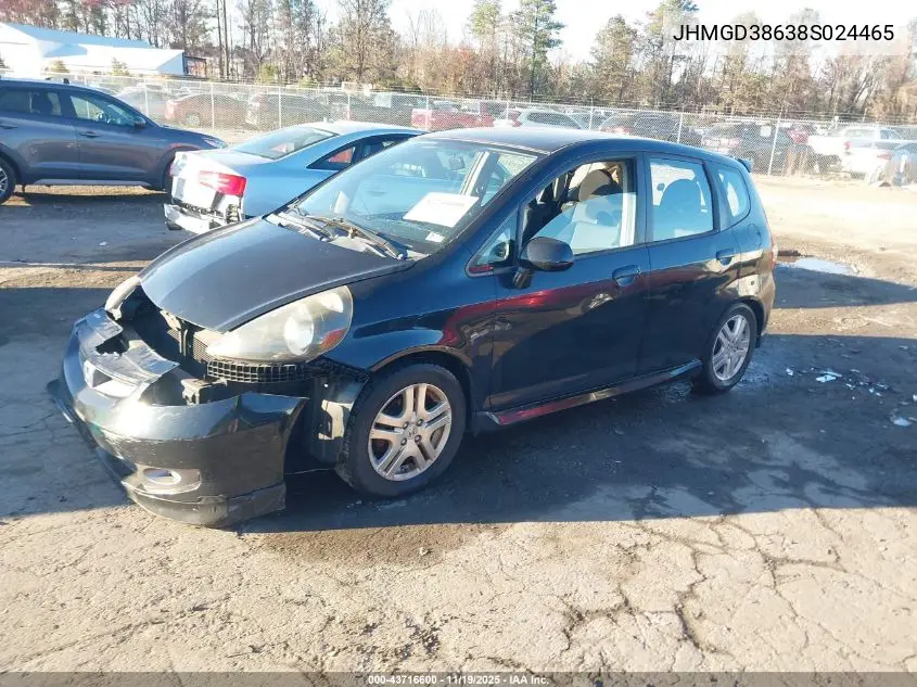 JHMGD38638S024465 2008 Honda Fit Sport