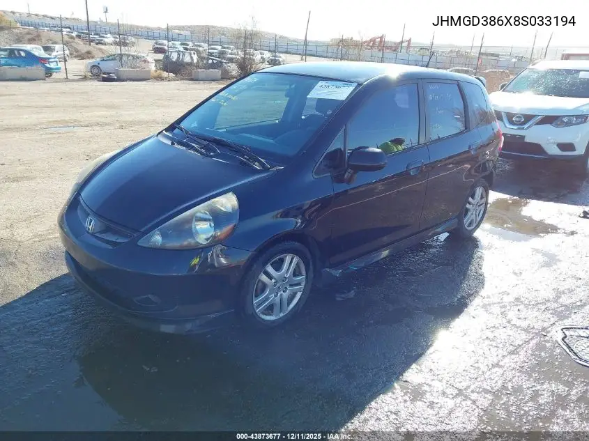 JHMGD386X8S033194 2008 Honda Fit Sport