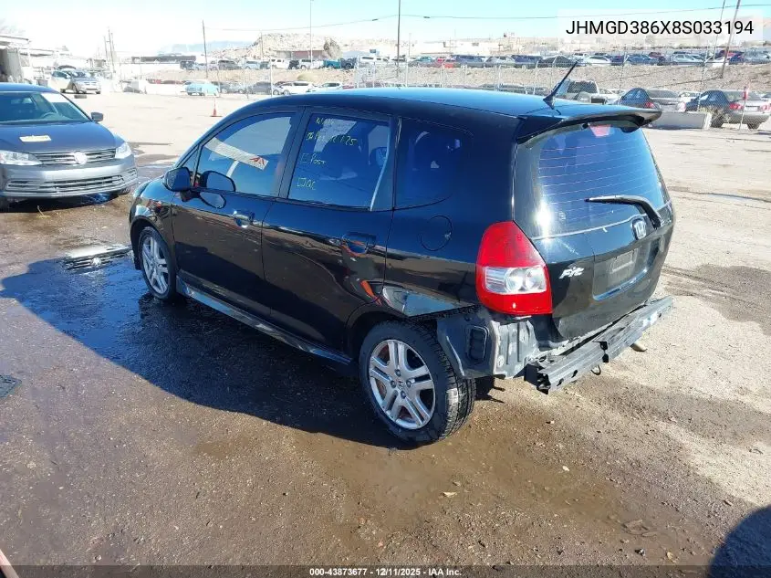 JHMGD386X8S033194 2008 Honda Fit Sport