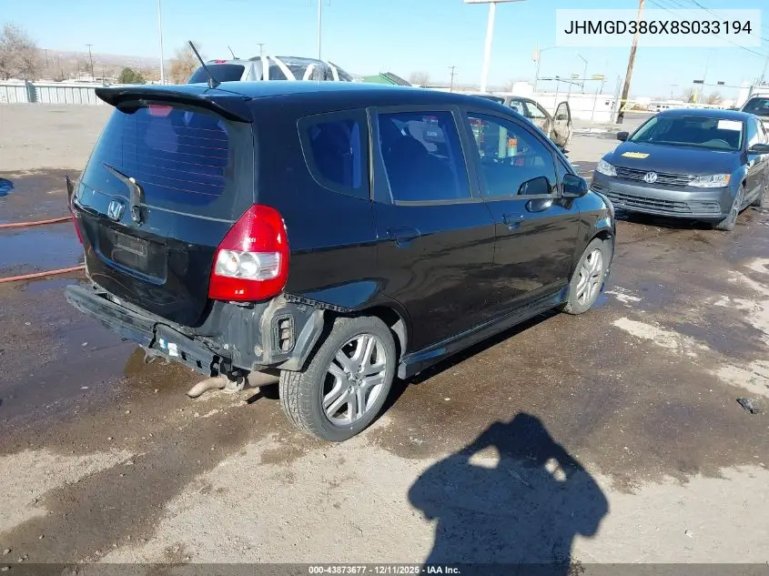 JHMGD386X8S033194 2008 Honda Fit Sport
