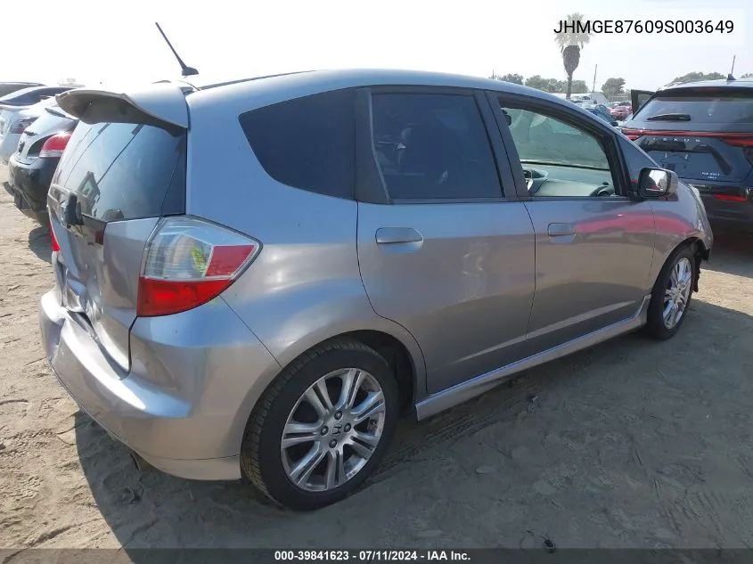 2009 Honda Fit Sport VIN: JHMGE87609S003649 Lot: 39841623