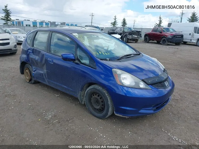 2010 Honda Fit VIN: JHMGE8H50AC801816 Lot: 12003065