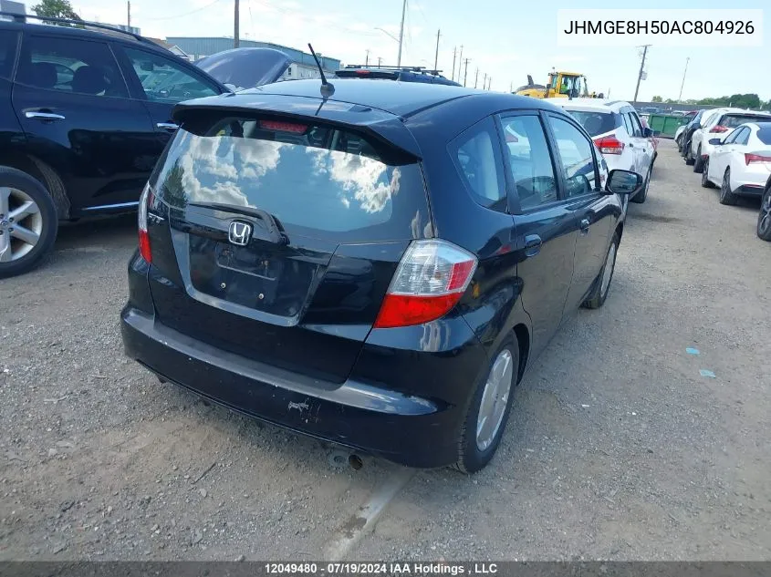 2010 Honda Fit VIN: JHMGE8H50AC804926 Lot: 12049480