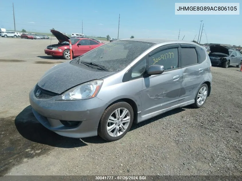 2010 Honda Fit Sport VIN: JHMGE8G89AC806105 Lot: 30041777