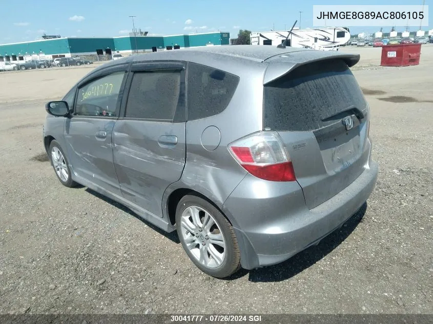 2010 Honda Fit Sport VIN: JHMGE8G89AC806105 Lot: 30041777