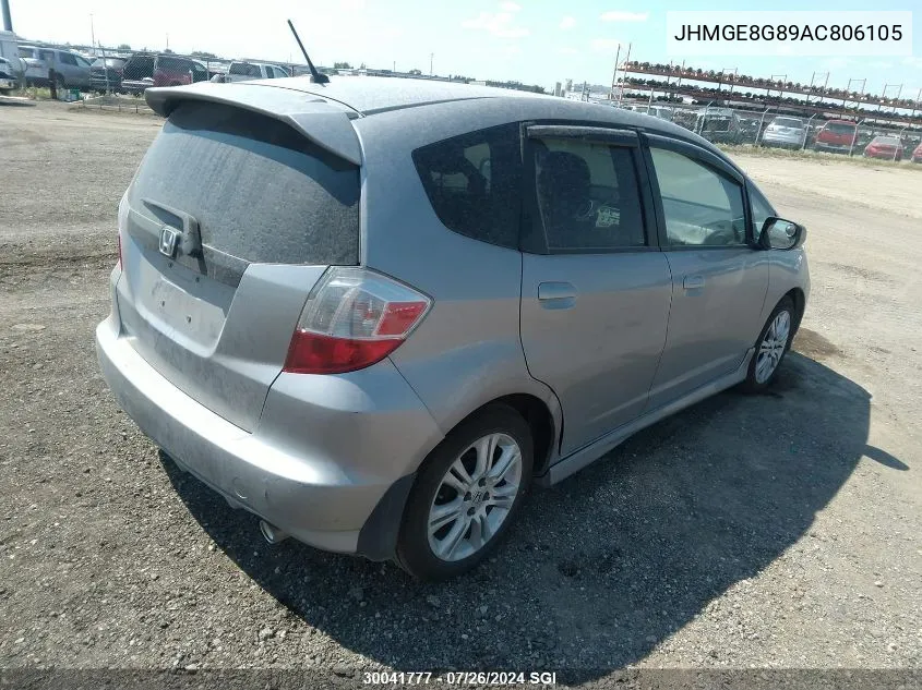 2010 Honda Fit Sport VIN: JHMGE8G89AC806105 Lot: 30041777