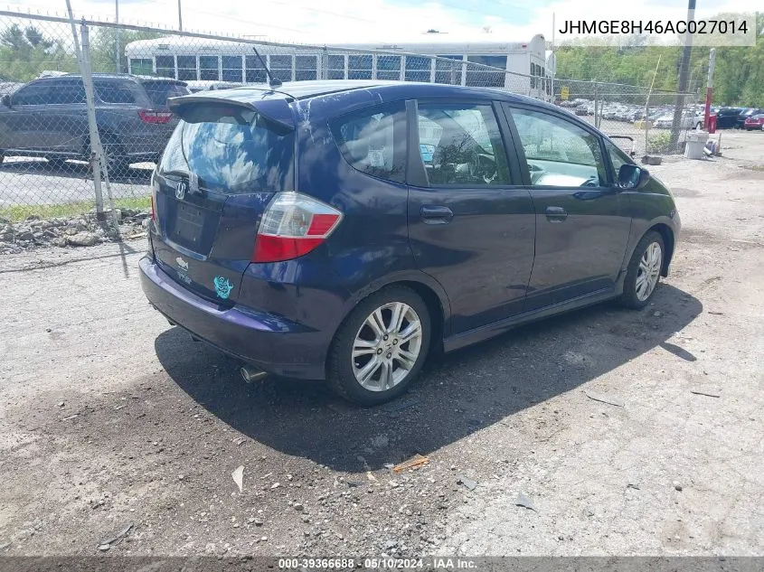 2010 Honda Fit Sport VIN: JHMGE8H46AC027014 Lot: 39366688