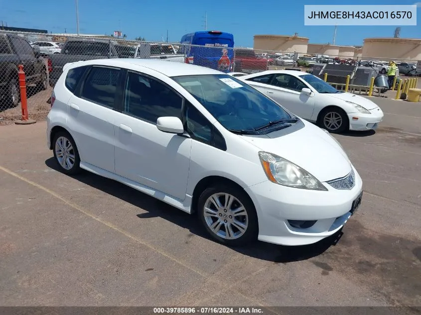 2010 Honda Fit Sport VIN: JHMGE8H43AC016570 Lot: 39785896