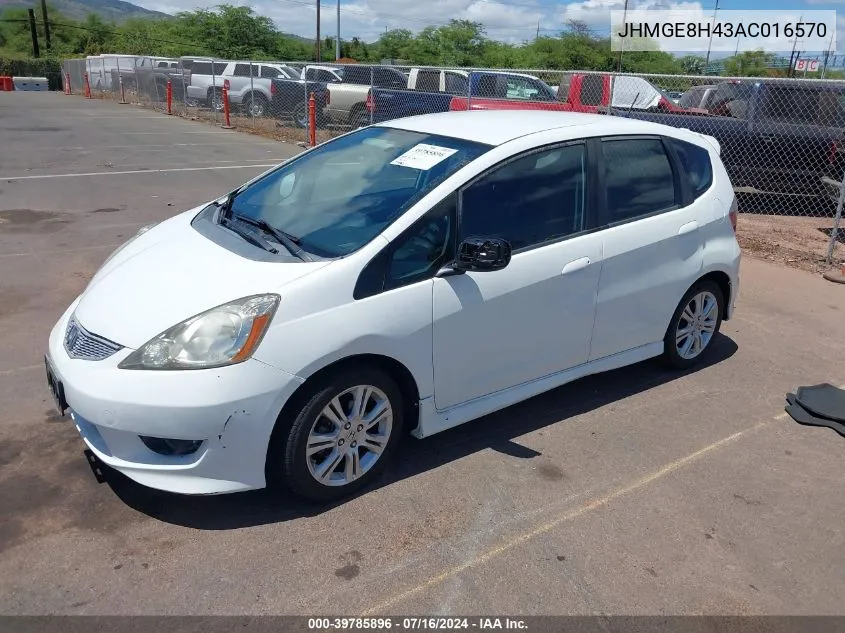 2010 Honda Fit Sport VIN: JHMGE8H43AC016570 Lot: 39785896