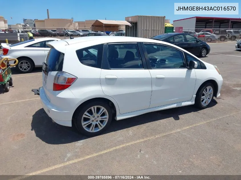 2010 Honda Fit Sport VIN: JHMGE8H43AC016570 Lot: 39785896