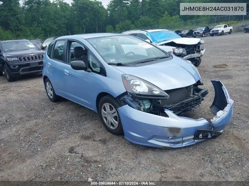 2010 Honda Fit VIN: JHMGE8H24AC031870 Lot: 39824644