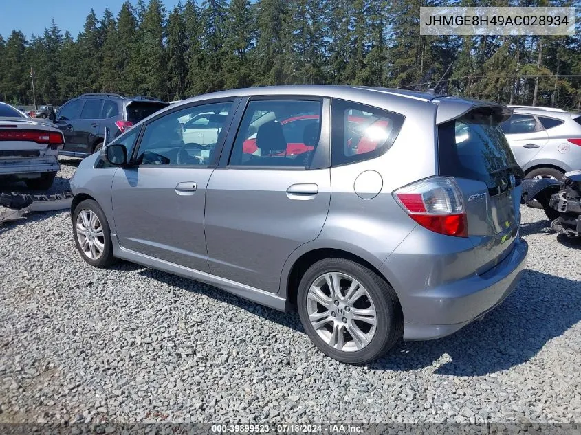 2010 Honda Fit Sport VIN: JHMGE8H49AC028934 Lot: 39899523