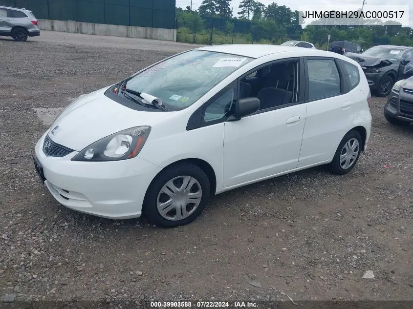 2010 Honda Fit VIN: JHMGE8H29AC000517 Lot: 39903588