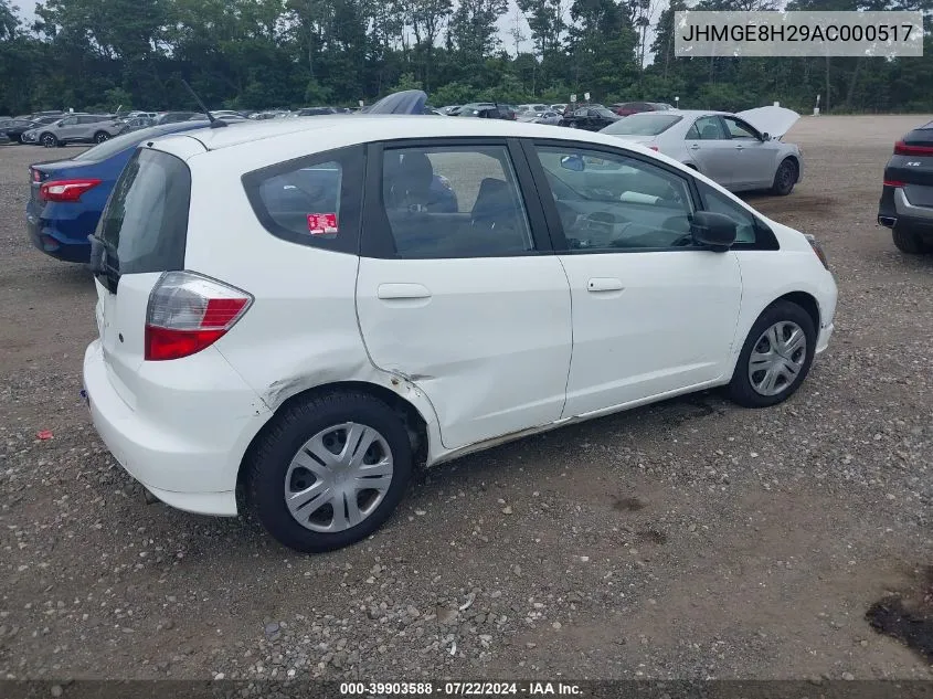 2010 Honda Fit VIN: JHMGE8H29AC000517 Lot: 39903588