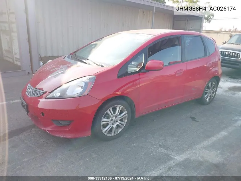 2010 Honda Fit Sport VIN: JHMGE8H41AC026174 Lot: 39912136