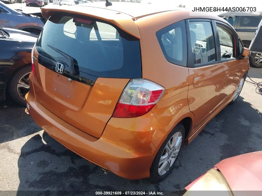 2010 Honda Fit Sport VIN: JHMGE8H44AS006703 Lot: 39921609