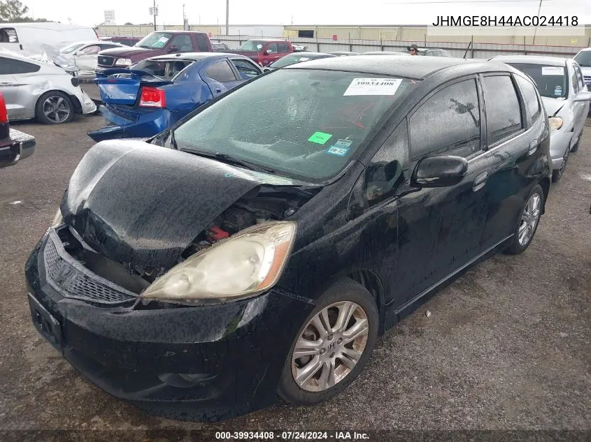 2010 Honda Fit Sport VIN: JHMGE8H44AC024418 Lot: 39934408