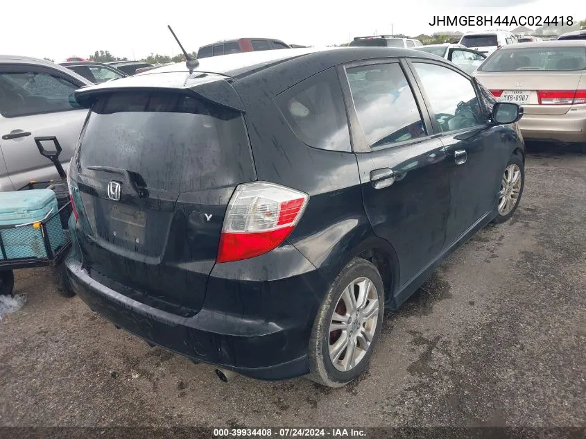 2010 Honda Fit Sport VIN: JHMGE8H44AC024418 Lot: 39934408