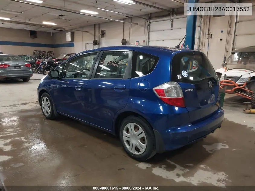 2010 Honda Fit VIN: JHMGE8H28AC017552 Lot: 40001615