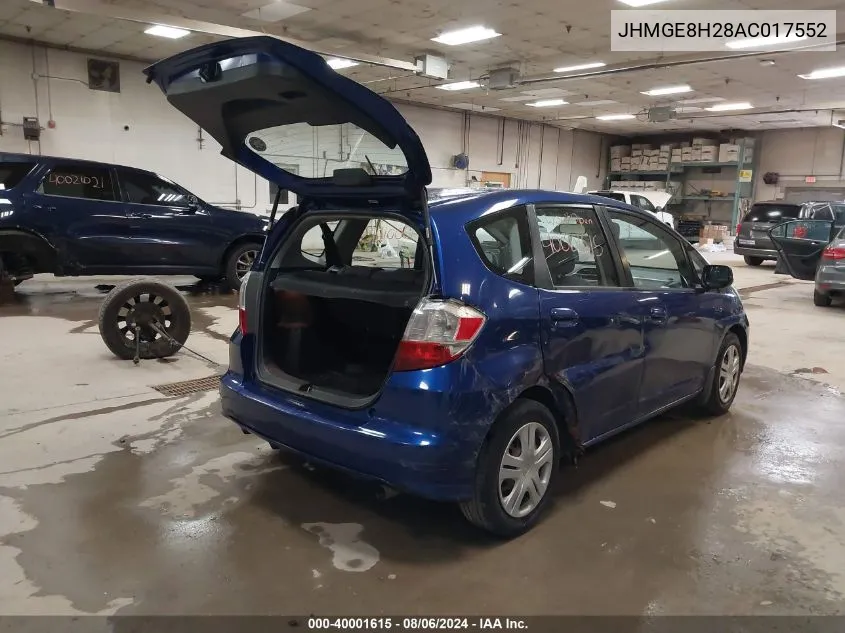 2010 Honda Fit VIN: JHMGE8H28AC017552 Lot: 40001615